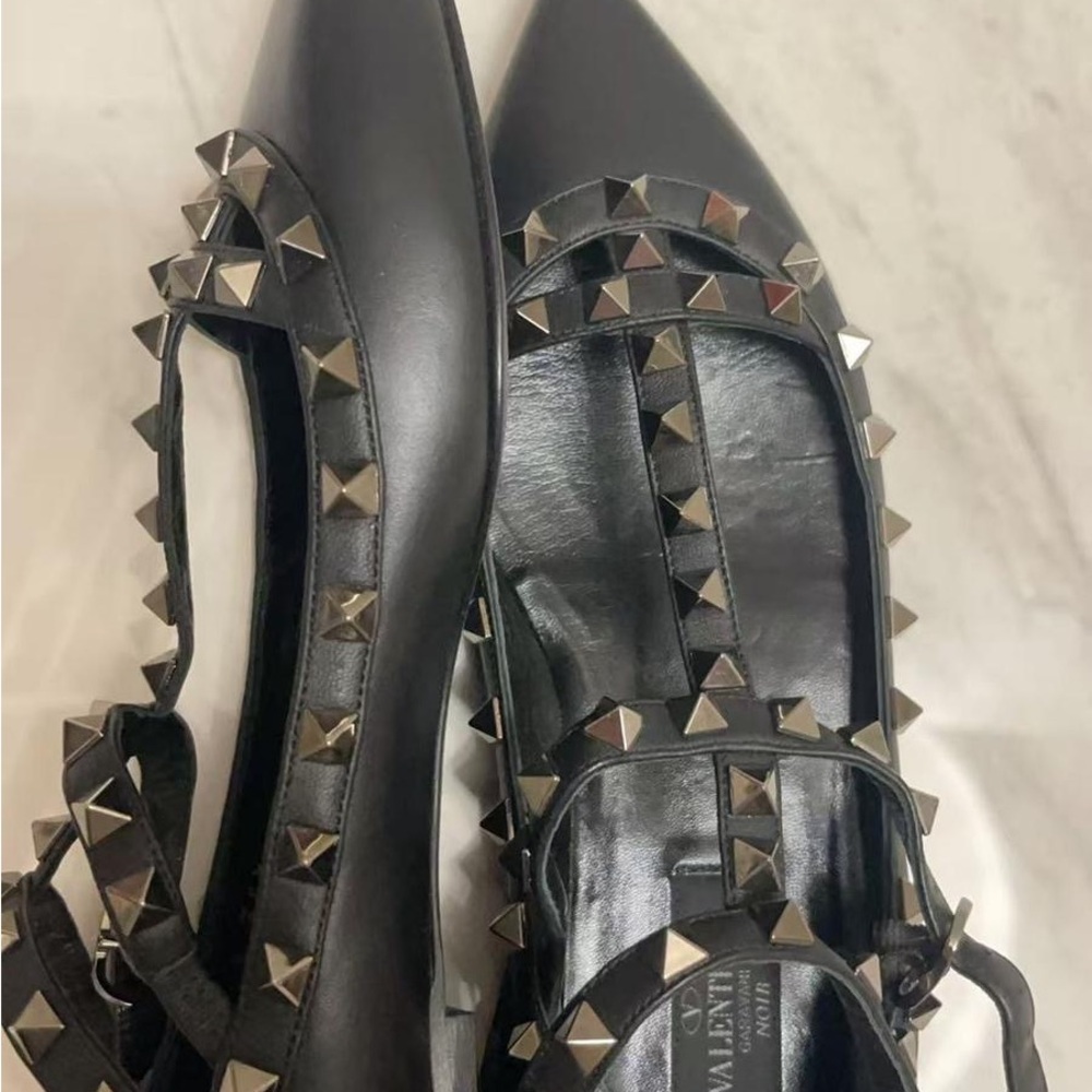 Valentino Black ROCKSTUD CAGE Flats 36.5